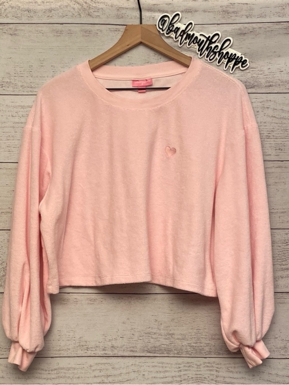 Stoney Clover Lane x Target Collab Pink Terry Cloth Cropped Top w/ Heart XL